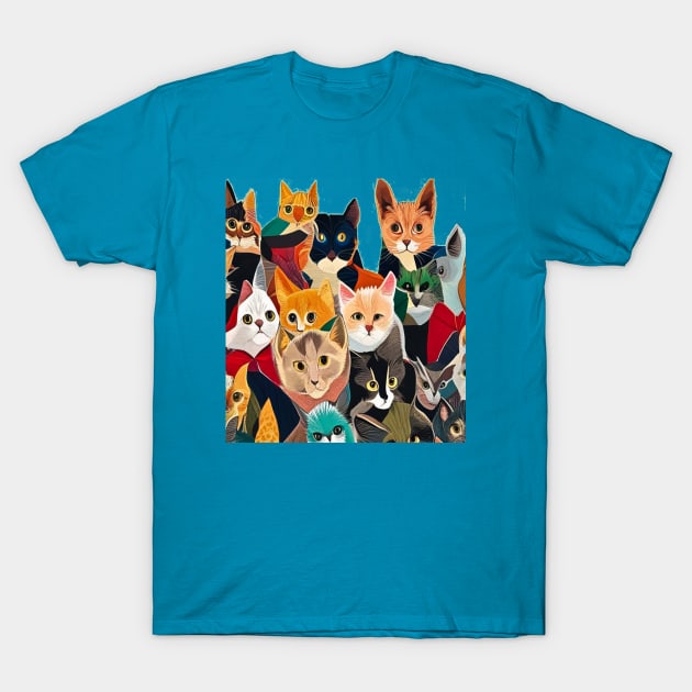 Colorful and Strange Kitties T-Shirt by RoxanneG